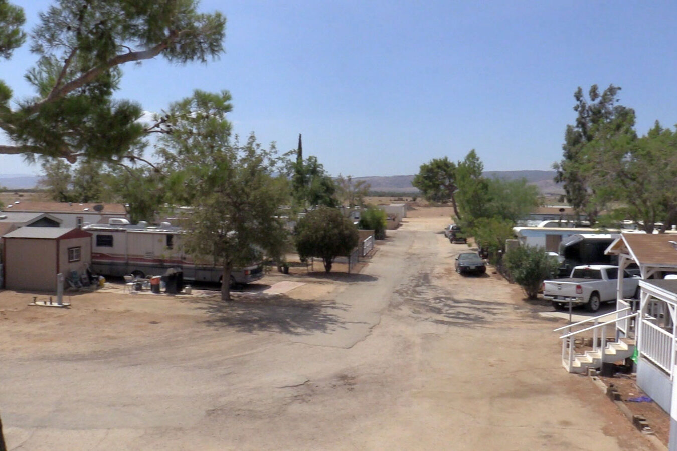 Arial view of the mobile homes.